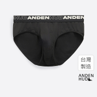 【Anden Hud】男款_吸濕排汗機能系列．腰帶三角內褲(黑-框字緊帶)