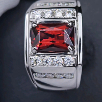natural unheated red garnet ceylon Sri lanka 4ct ring silver micro setting handmade size 18
