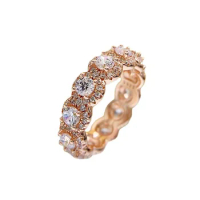 S925 Silver Ring Rose Gold Full Zircon Row Versatile Ring Handpiece
