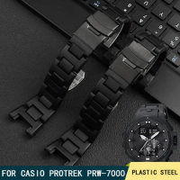 Plastic steel watch Strap For Casio PROTREK PRW-7000 PRW7000FC PRW-7000X Watchband Black