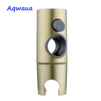 Aqwaua Polished Gold Bracket Hand Held Shower Head Holder for Slider Bar 25mm Height Angle Adjustable Sprayer Holder Shower