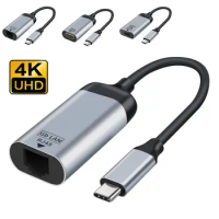 1Pcs USB C to VGA Mini DP RJ45 Type-C To HDMI-compatible Video Converter Thunder-bolt 3 Adapter For Samsung Huawei Xiaomi