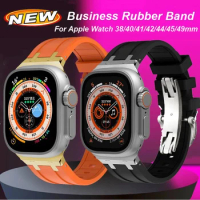 Sport Rubber Strap For Apple Watch 8 Band Ultra 49mm 45mm 44mm 42mm Bracelet Fold Buckle Correa For Apple Watch 38 40 41mm SE 6