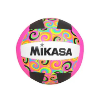 MIKASA 沙灘排球-戶外 室外 3號球 螢粉白黑彩 F