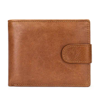 Soft Leather Mens Wallet Genuine Leather Short Purse RIFD Wallet for Men Purse Card Holder Coins Pocket Bag