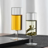 猴魁專用玻璃杯日式紅酒杯家用透明泡茶高腳杯直筒綠茶創意水杯子