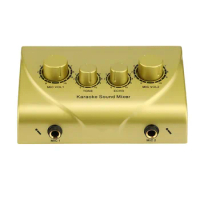 Portable Dual Mic Inputs Audio Sound Mixer for Amplifier &amp; Microphone Karaoke Ok Mixer(Gold) EU Plug