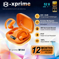 X-PRIME M144 Earphone Bluetooth Earhook ANC 52dB IP67 Tahan Air 360 Surround Sound Multipoint Garans