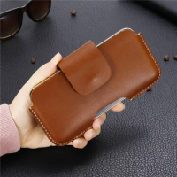 for Huawei Mate 60 Pro Case Phone Bag Waist Belt Clip Pouch Case Flip Genuine Leather Cover