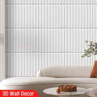 30cm Fashion Simple Line wave 3D Wall Panel Non self-adhesive plastic Wood mold tile 3D wall sticker living room Bathroom wall