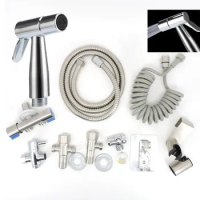 Toilet Bidet protable Self Cleaning Handheld nozzle Sprayer Faucet Shower head ABS Plastic water hose holder for WC Bathroom