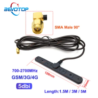 BEVOTOP GSM 3G LTE Patch 4G Antenna SMA Male Right Angle 90° Plug 700-2700MHz 5dbi Antenna Extension Cable for WIFI Modem Router