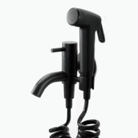 black Handheld Bidet Spray Black Shower Sprayer Set Toilet Shattaf Sprayer Douche kit Bidet Fauce with pool bibcock tap BD666