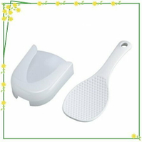 asdfkitty*日本製 INOMATA 白色飯匙附吸盤式收納盒-飯匙有特殊飯粒不沾黏設計