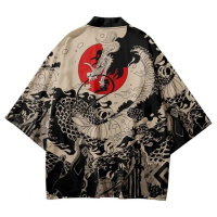 Kimono Samurai, Phong Cách Truyền Thống, In Hình Rồng, Haori Cosplay, Dành Cho Nam Và Nữ, Áo Cardiga
