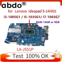 LA-J551P.For Lenovo Ideapad 5-14IIL05 Laptop Motherboard.With CPU I5-1035G1 I7-1065G7.RAM 8GB/16GB.100% test OK