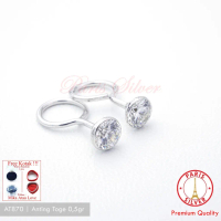 Anting anak toge tekuk permata perak 925 lapis emas putih giwang kecil bayi dewasa