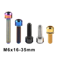 Weiqijie 6Pcs Titanium Bolt M6x16 18 20 25 35mm Allen Head with Washer for Bicycle Stem Screws