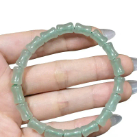 Vòng tay đốt trúc Ưu linh trắng và Aventurine - Phong Thuỷ Hà Linh