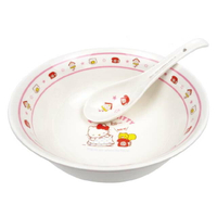小禮堂 Hello Kitty 陶瓷拉麵碗附湯匙 750ml (紅白電話款)