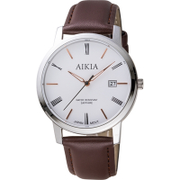 AIKIA 簡約沉穩紳士腕錶-3A2312WWT2/白40mm