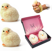 2PCS Taba Squishy Chick Toys Hand Make Fidget Chicken Silicone Squeeze Toys Ultra Soft for Kids & Ad