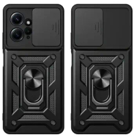 Shockproof Armor Ring Holder Phone Cases For Redmi Note 12 12S 4G Note12 Pro Plus Note 12 Pro+ 5G Slide Lens Protect Cover