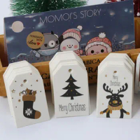50PCS Christmas Gift Tags Cards Kraft Paper Merry Christmas Labels Gift Wrapping Hang Tags Santa Claus Pattern Cards Xmas Supply