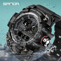 SANDA 2022 G Style New Men's Watches 50M Waterproof Shock Sports Military Quartz Watch For Male Digital Wristwatch Clock 3133