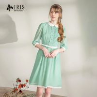 【IRIS 艾莉詩】復古撞色荷葉洋裝-2色(36613)