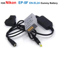 EP-5F DC Coupler EN-EL24 Dummy Battery+EH-5A D-TAP Dtap 12-24V Power Step-Down Cable For Nikon 1 J5 1J5 Camera