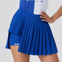 Swan Love Golf Dress Women's Short Skirt Spring Summer Sports Irregular Pleated Skort Fashion Breathable Tennis Culottes