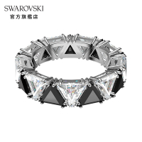 SWAROVSKI 施華洛世奇 Millenia 戒指, 水晶, 黑色, 鍍白金色, 三角形切割