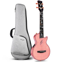 Enya Tenor Ukulele E6 All Solid Flame Maple One-Body High Gloss Finish with Built-in AcousticPlus Pickup and Deluxe Ukelele Case