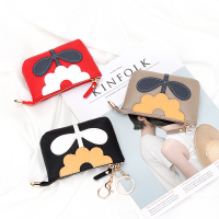 [XIAO-DD] Japanese and Korean Creative Coin Purse Coin Bag First Layer Cowhide Key Ring Card Holder Genuine Leather Mini Flowers Contrast Color Lipstick Pack Hot Sale Hot Sale