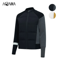 HONMA 本間高爾夫 女款撞色毛織羽絨外套 日本高爾夫球專櫃品牌(S〜L白、黑色任選HWJD121R614)