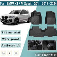 LHD Car Floor Mats for BMW X3 G01 M Sport M40d 2018~2024 Dirt-resistant Car Floor Mat Foot Panel Line Carpet Pad Car Accessories
