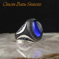 Cincin Batu Permata Biru / Cincin Pria / Aksesoris