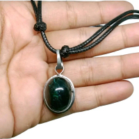 Kalung  Batu badar besi asli original nempet magnet perhiasan pria wanita Hitam Hijau Elegan aktif b