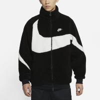 Nike 外套 NSW Swoosh Jacket 男款 雙面穿 大勾勾 毛茸茸 保暖 雙向拉鍊 黑 白 BQ6546-011