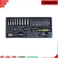 Hand Tools Krisbow Set 27 Pcs Kunci Sok Sq Socket Set 1/4 Inci Dengan Tempat Penyimpanan