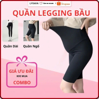 Quần Legging Bầu Đáp Bụng Lysava, Quần Legging Bầu Có Chun Điều Chỉnh Chất Cotton Co Giãn 4 Chiều LG