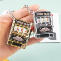 Bingo Fruit Games Machine Arcade Toy Game Keychains Car Key Ring Press Button To Play 2 In 1 Keyrings Decoration Accessories