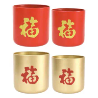 2 Pieces Chinese New Year Decoration Flower Pot Table Centerpiece Fu Character Vase Decor for Shelf Office Living Room Decor