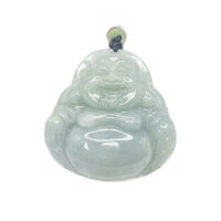 【鵝娘翡翠】天然A貨翡翠 細潤藍水佛公吊墜 彌勒佛 A3482508(翡翠佛公吊墜)