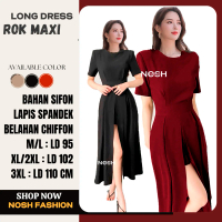 Rok Midi Dress Korea Lengan pendek Wanita Gaya Korea Inggrid NOSH