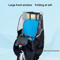 Bike Child Seat Rain Cover - Windproof Front Opening Bicycle Rain Cover For Rear Child Seat - Waterproof Breathable Bike Seat