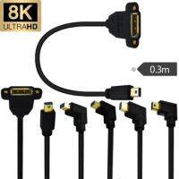 8K Gold Plated Mini DisplayPort Male Elbow ToDP Female Ears Can Fix Wire Monitor Cable 8K/60Hz, 4K/144Hz Up/Down/Left/ Right