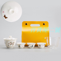 柿柿如意便攜茶具蓋碗快客杯旅行茶具一壺三杯收納包定制LOGO企業