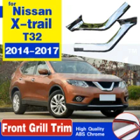 ABS Chrome Front Grille Grill Cover Trim for 2014 2015 2016 Nissan X-Trail  T32 X Trail XTrail Rogue 2017 2018 Car Styling Accessories 4pcs
